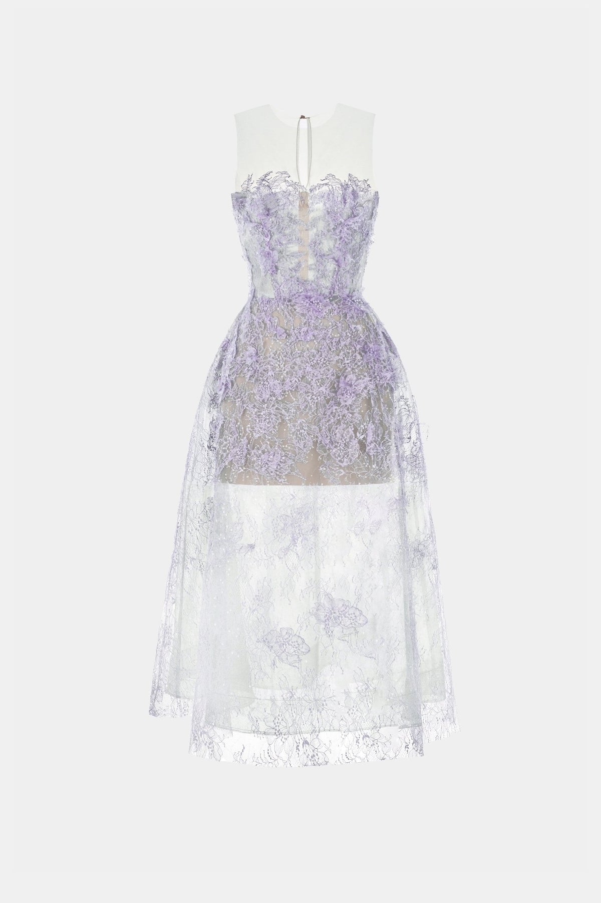 MONTSAND Purple Beaded Lace Maxi Dress
