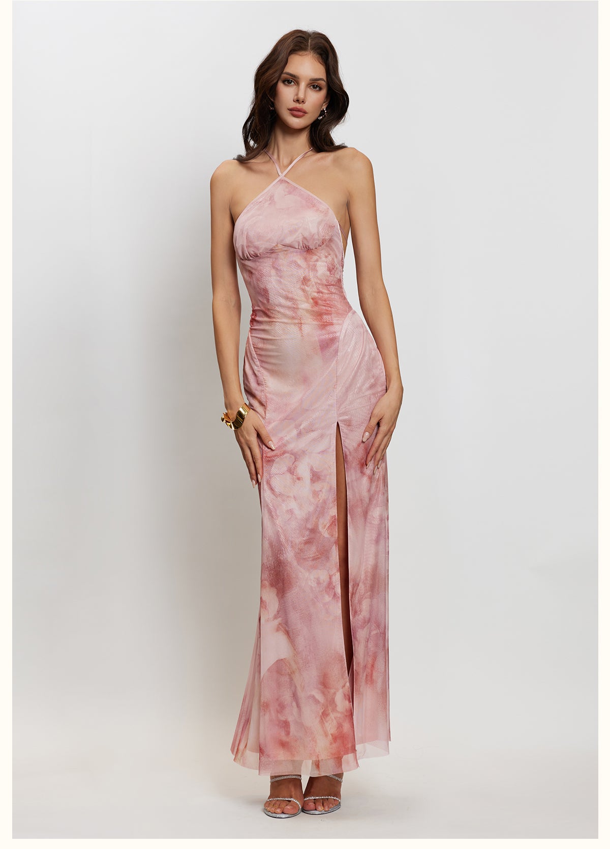 SHEERLUCK PINK MAXI DRESS & BLOUSE