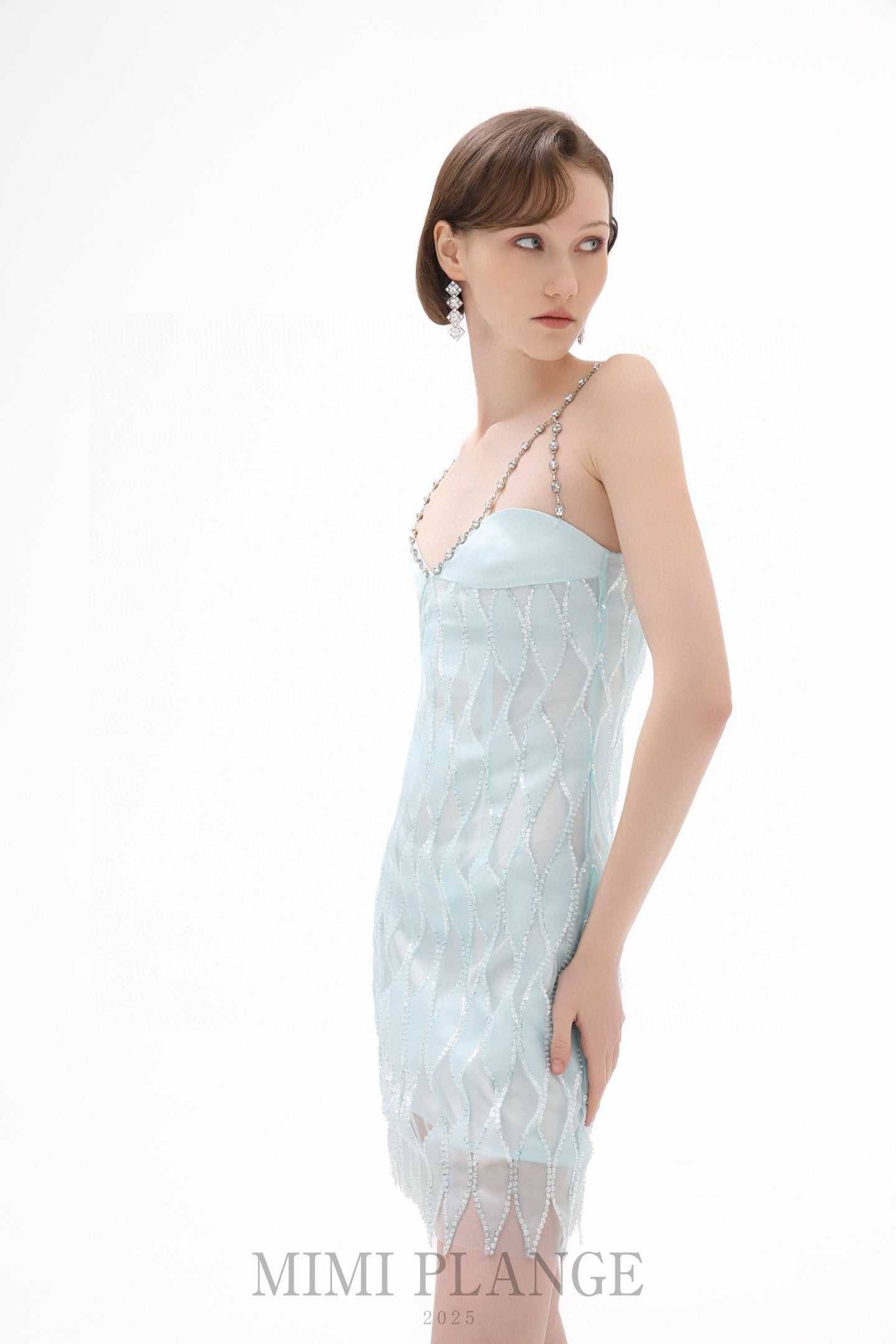 MIMI PLANGE Blue Diamond Mini Dress