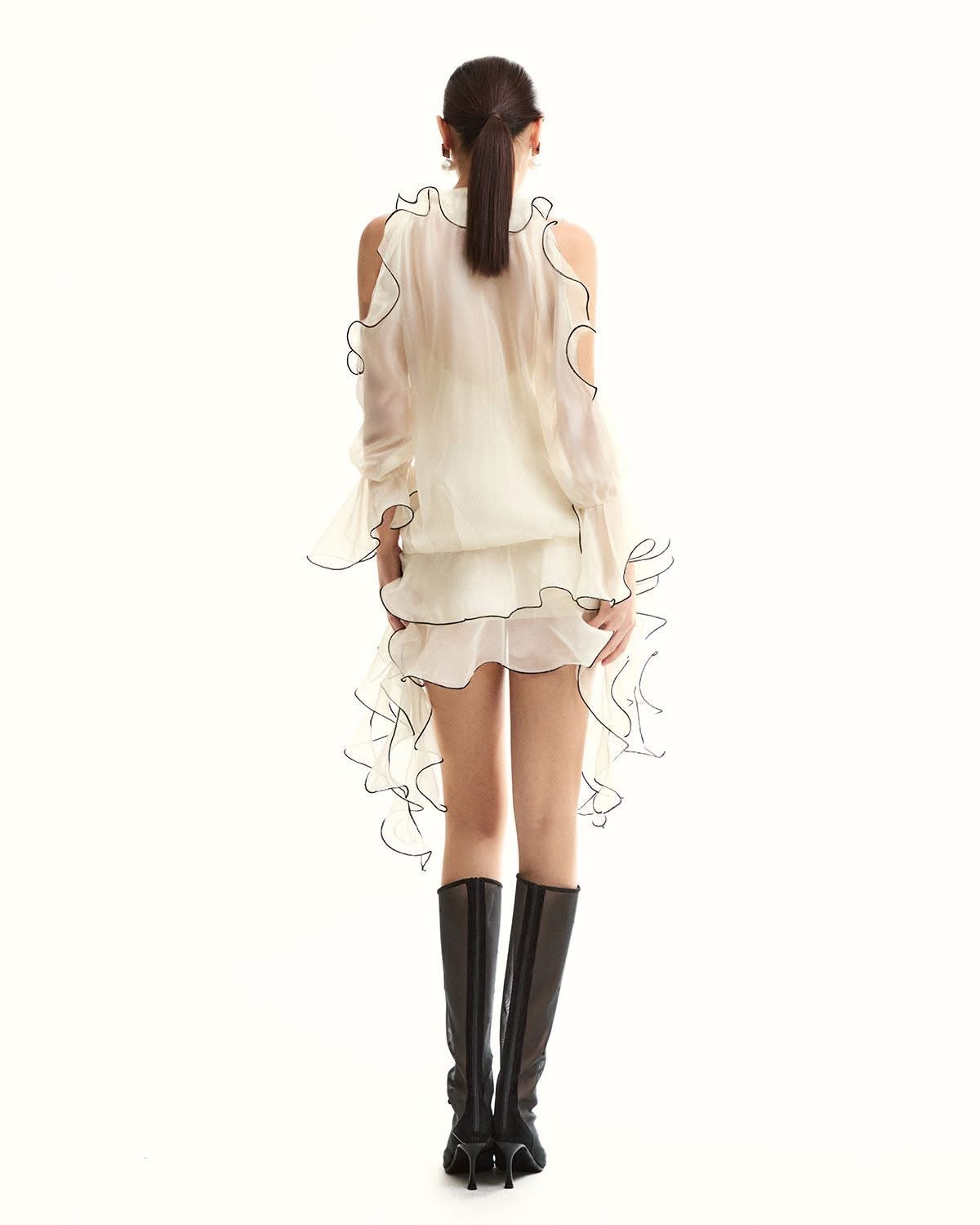 Musthave White Ruffle Bubble Mini Dress