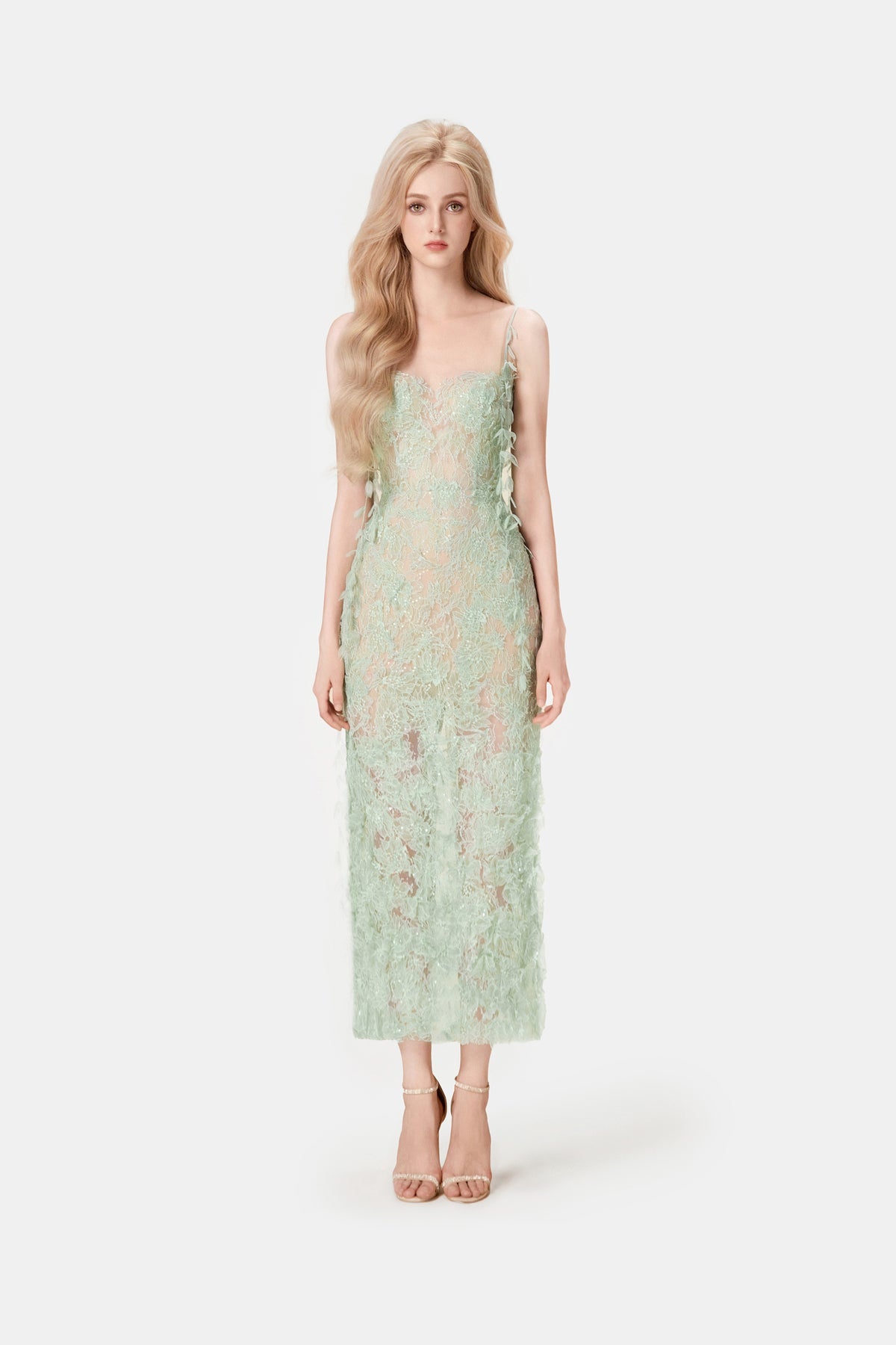 MONTSAND Green Beaded Lace Pencil Dress Hadlyn MONTSAND Green Beaded Lace Pencil Dress Hadlyn