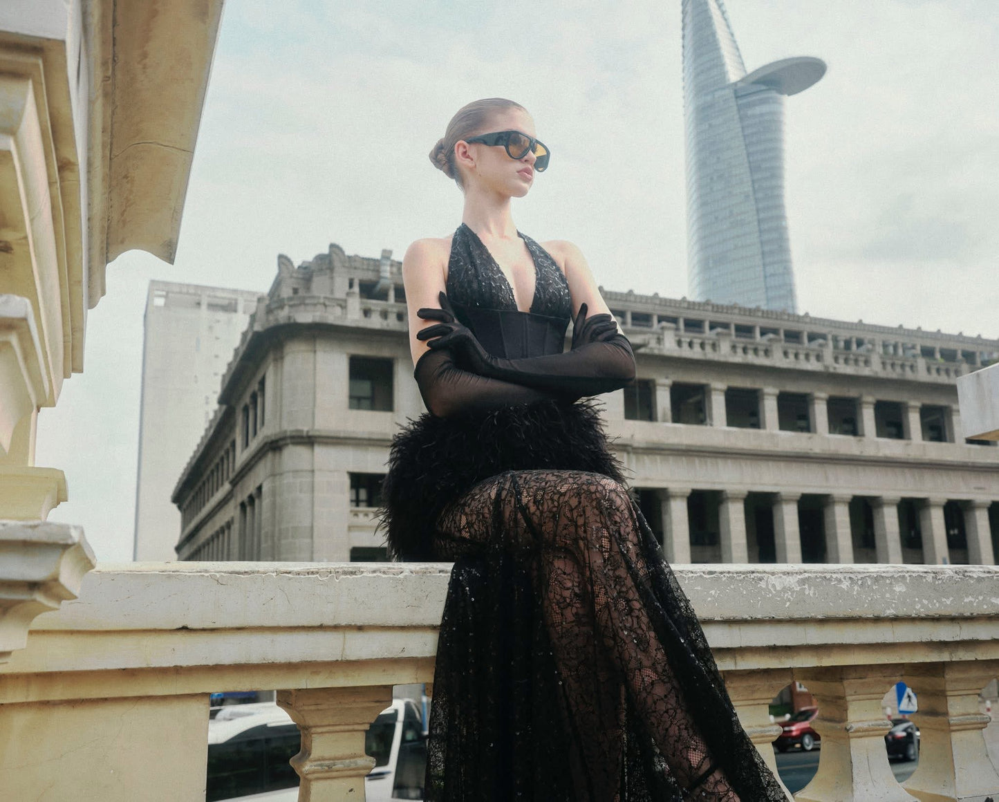 MAEL FEMME Black V-neck Maxi Dress