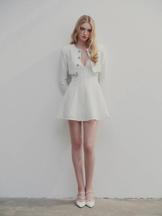 DELICIAE White Elegant Ari Mini Dress & Jacket