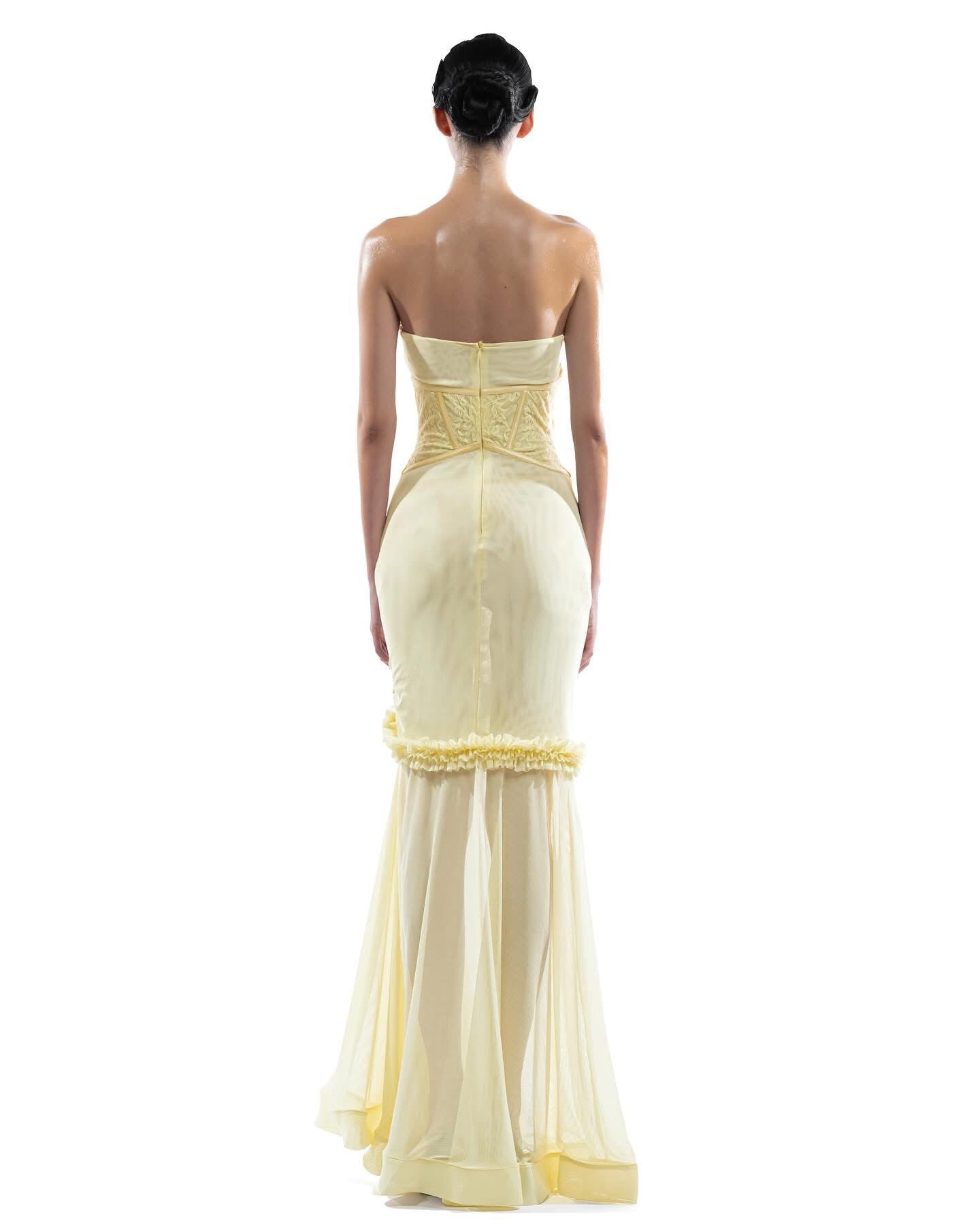 HUELLEY ROSE Yellow & Black Maxi dress