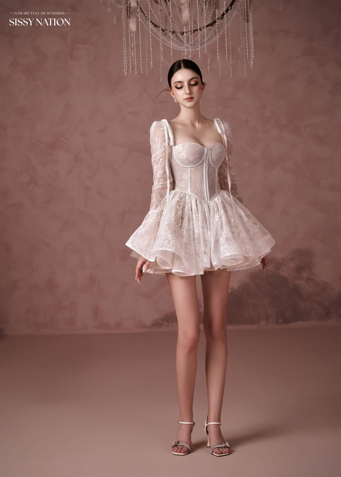 Sissy Nation Nude Lace Clover Corset Mini Dress