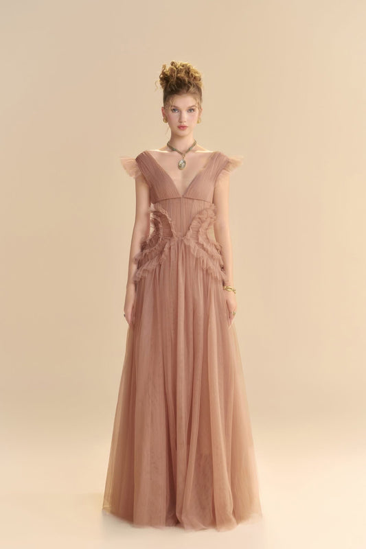 LINH PHUNG Nude Saphara Maxi Dress