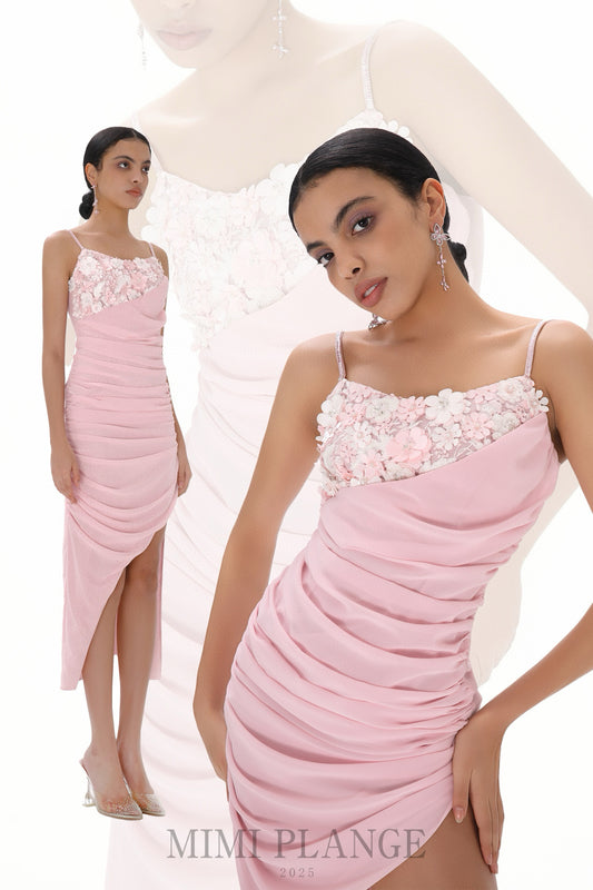 MIMI PLANGE Pink Floral Midi Dress