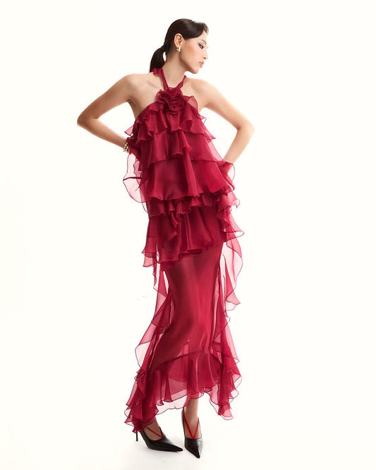 Musthave Red Tiered Midi Dress