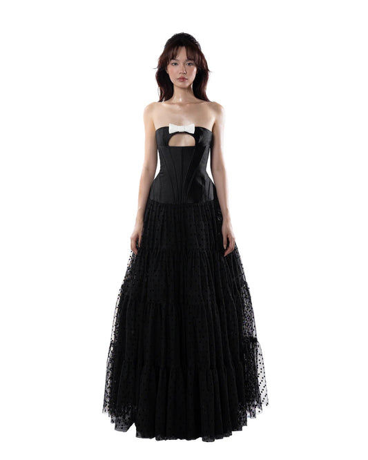 HUELLEY ROSE Black Larra Maxi Dress