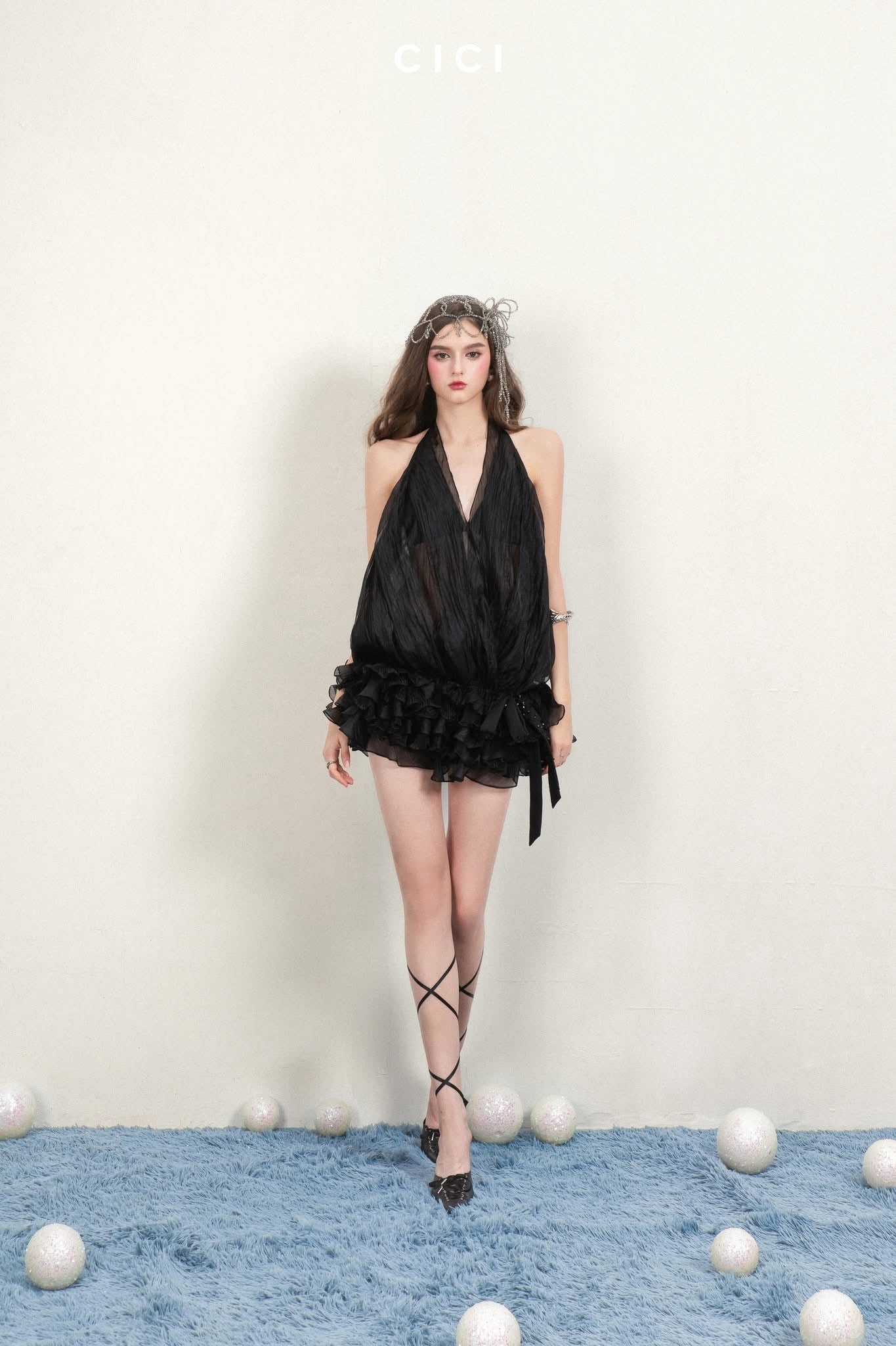 CICI Black SOPHIA Sheer Set Top& Skirt