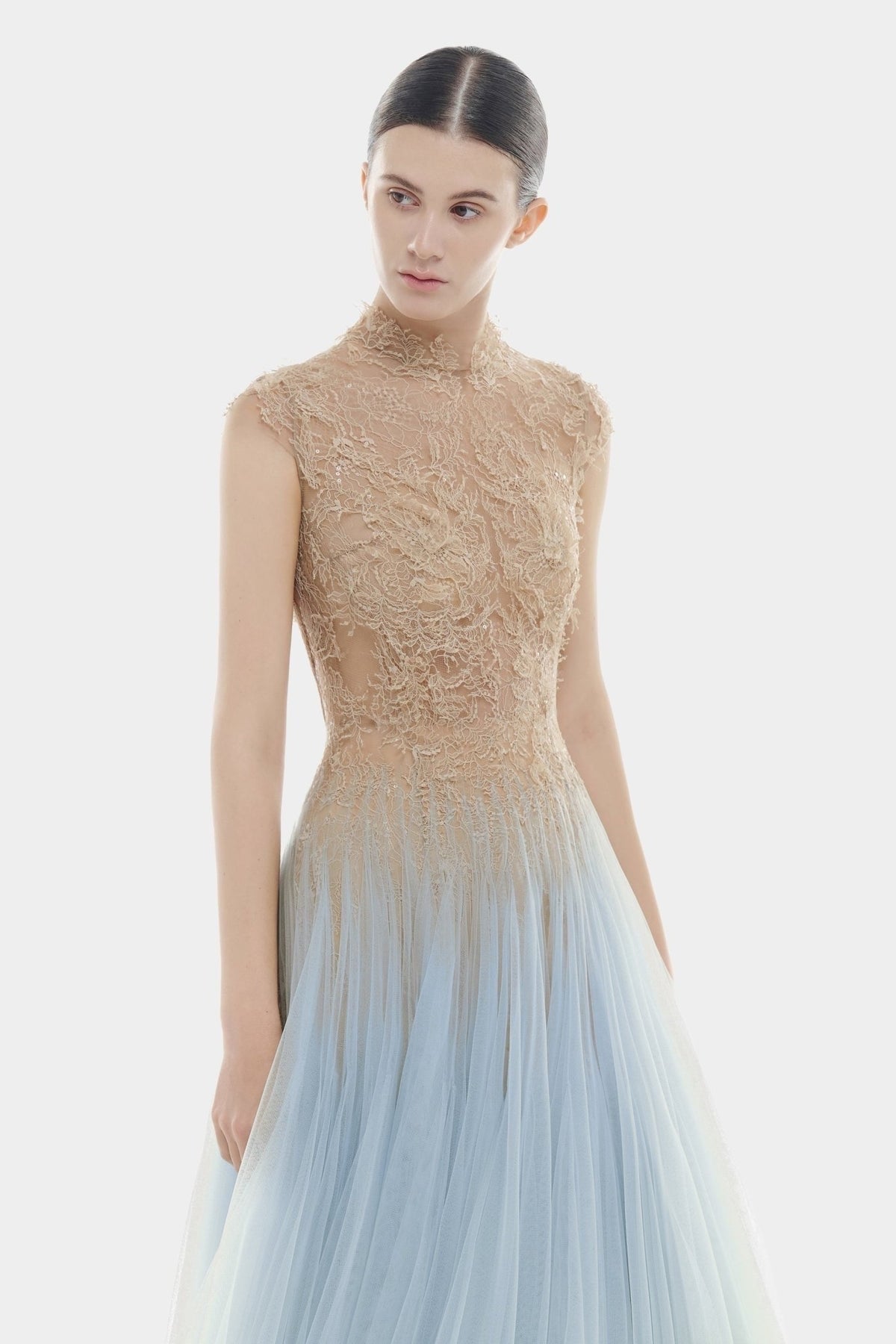 MONTSAND Blue Ombré Cut-Out Lace Midi Dress