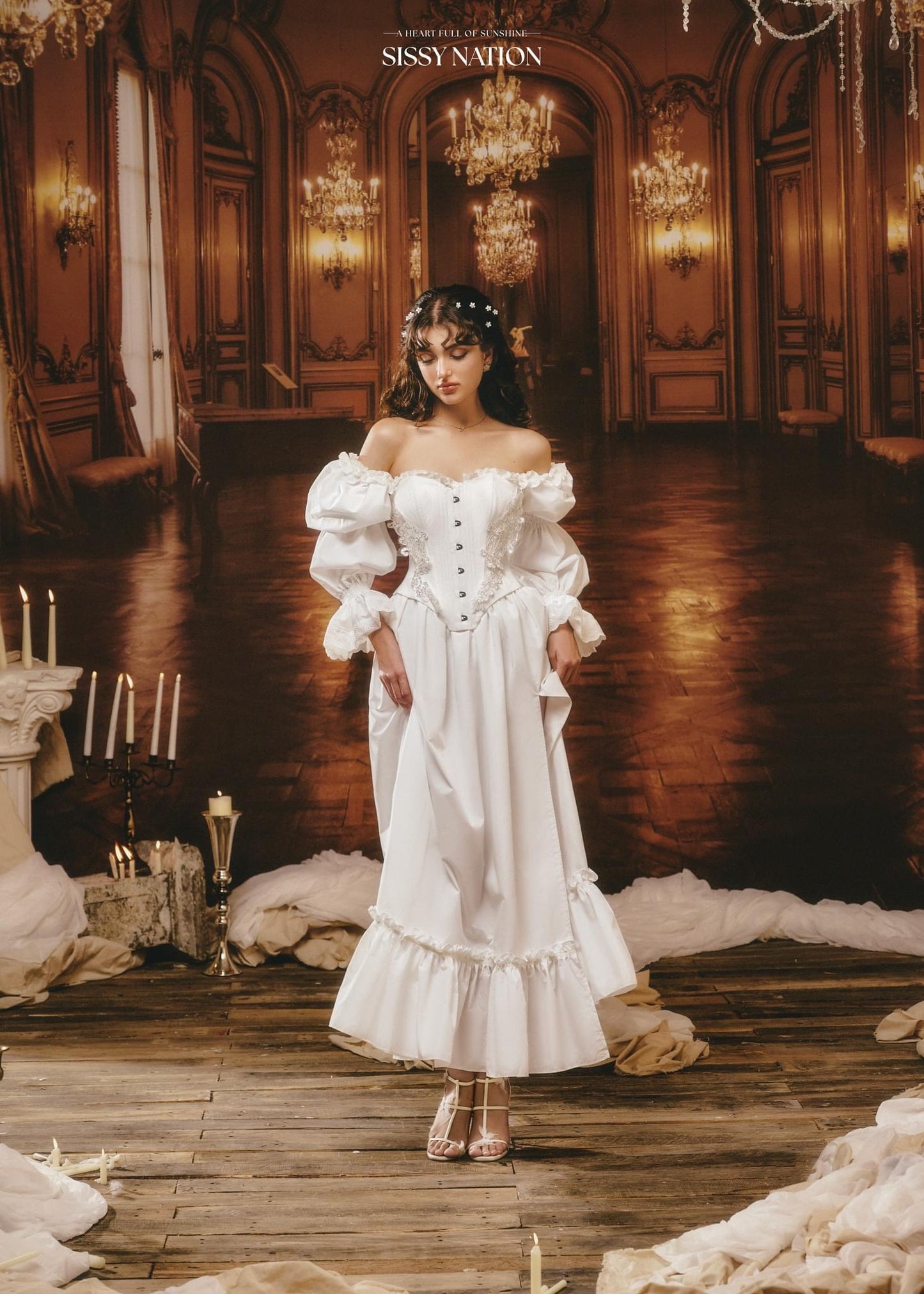 SISSY.NATION WHITE SET(Corset + Maxi Dress)