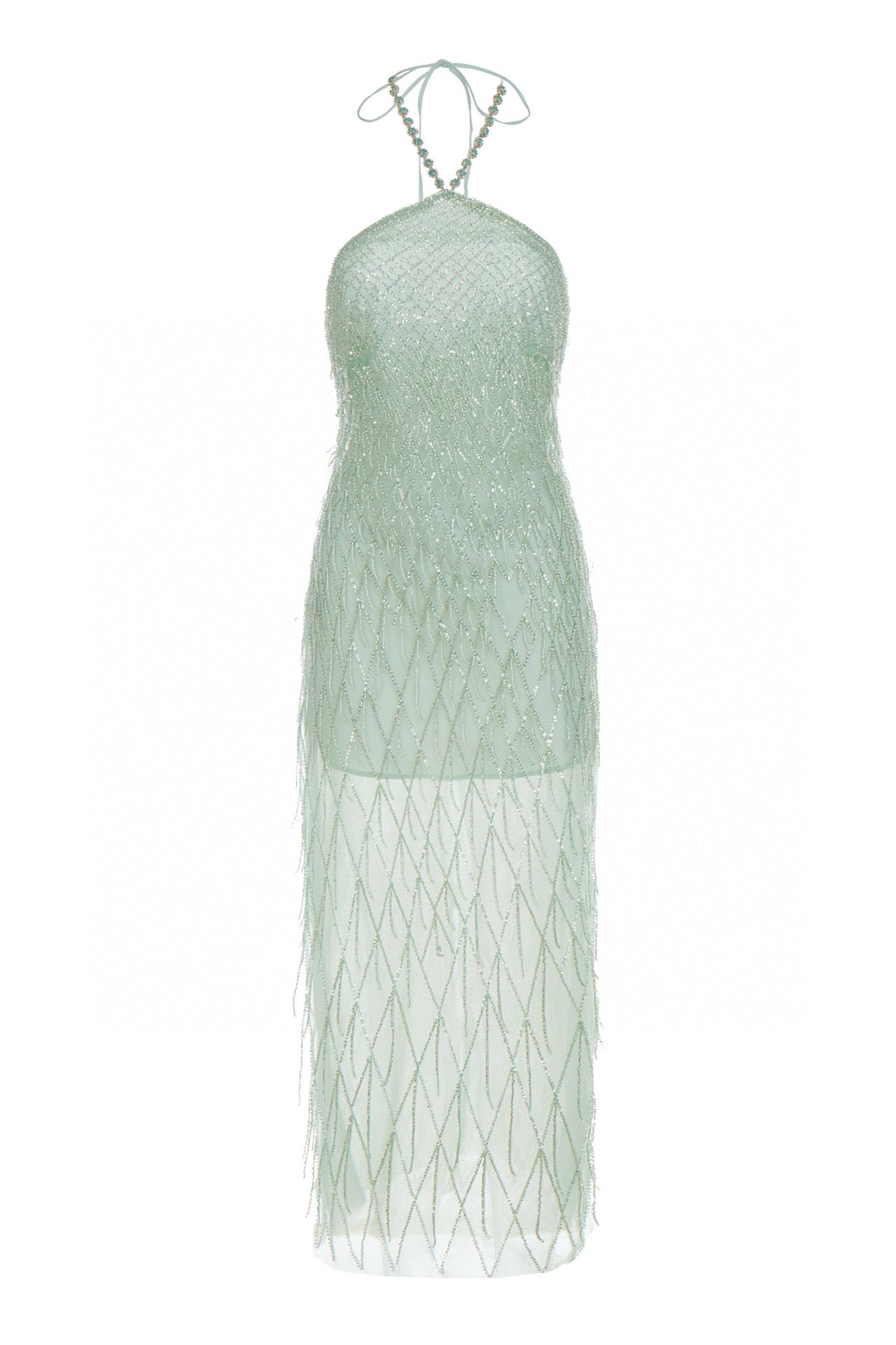 WARDROBE BY CHEN Green wedding midi dress