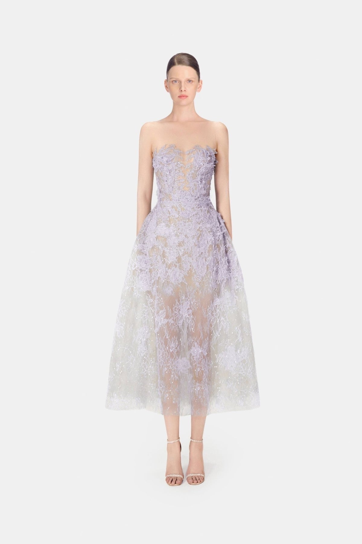 MONTSAND Purple Beaded Lace Maxi Dress
