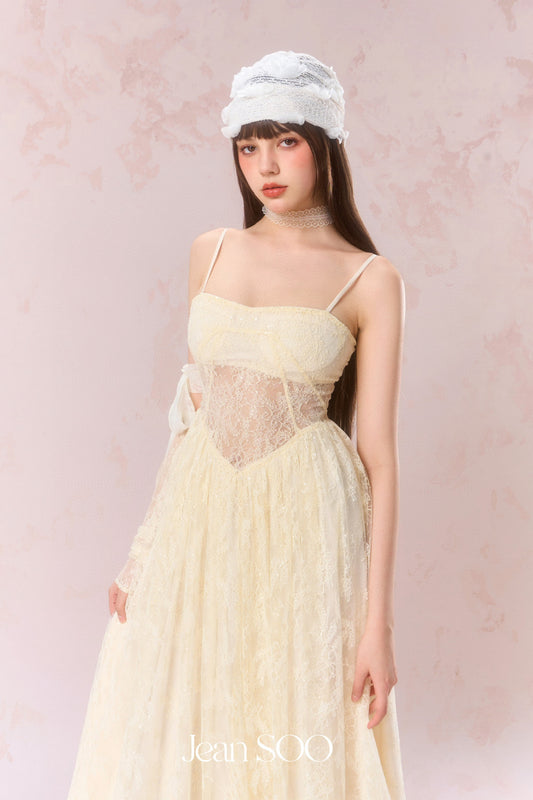 JEAN SOO Yellow Lace Maxi Dress