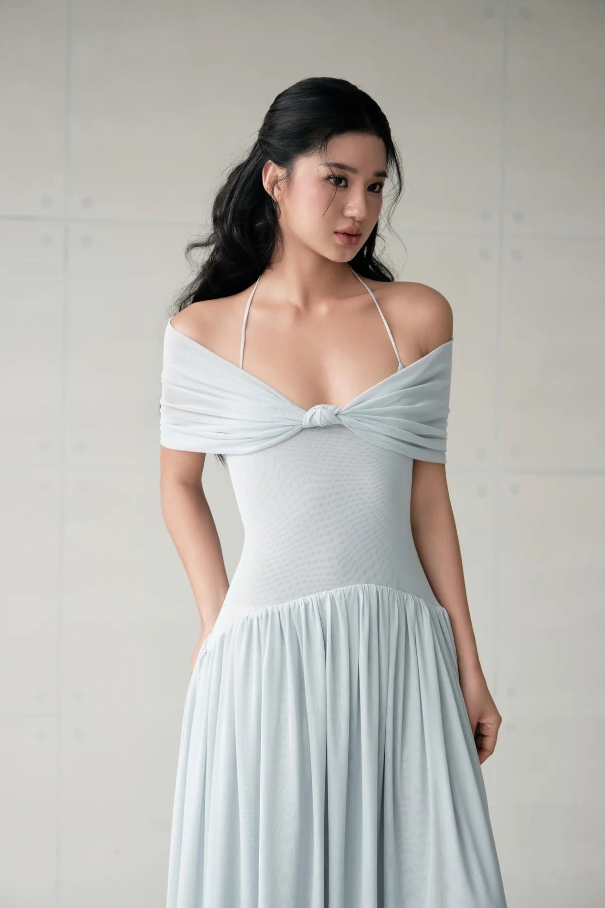 DELICIAE Purple Minimalist Ella Maxi Dress