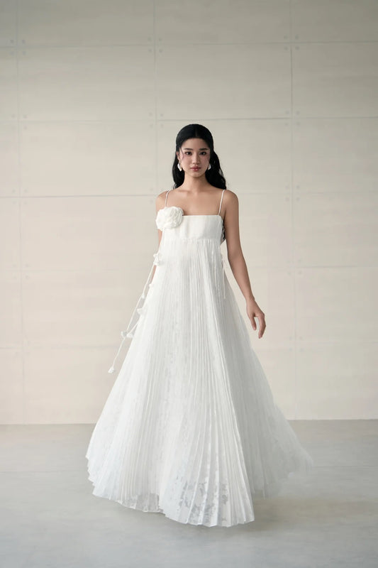 DELICIAE White Floral Maxi Dress