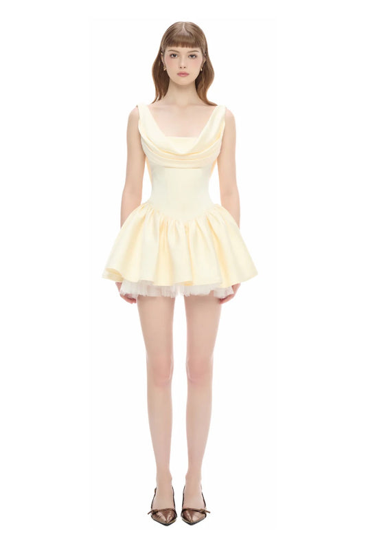 JUBIN Yellow Ivory Cherie Mini Dress
