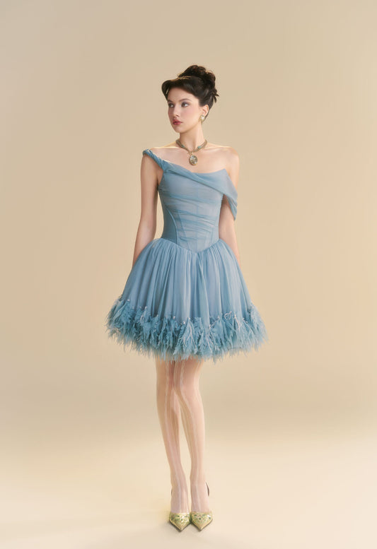 LINH PHUNG Blue Nuvielle Mini Dress