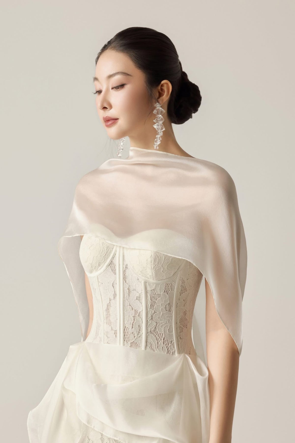 White Rachel Draping Bodycon Midi Dress