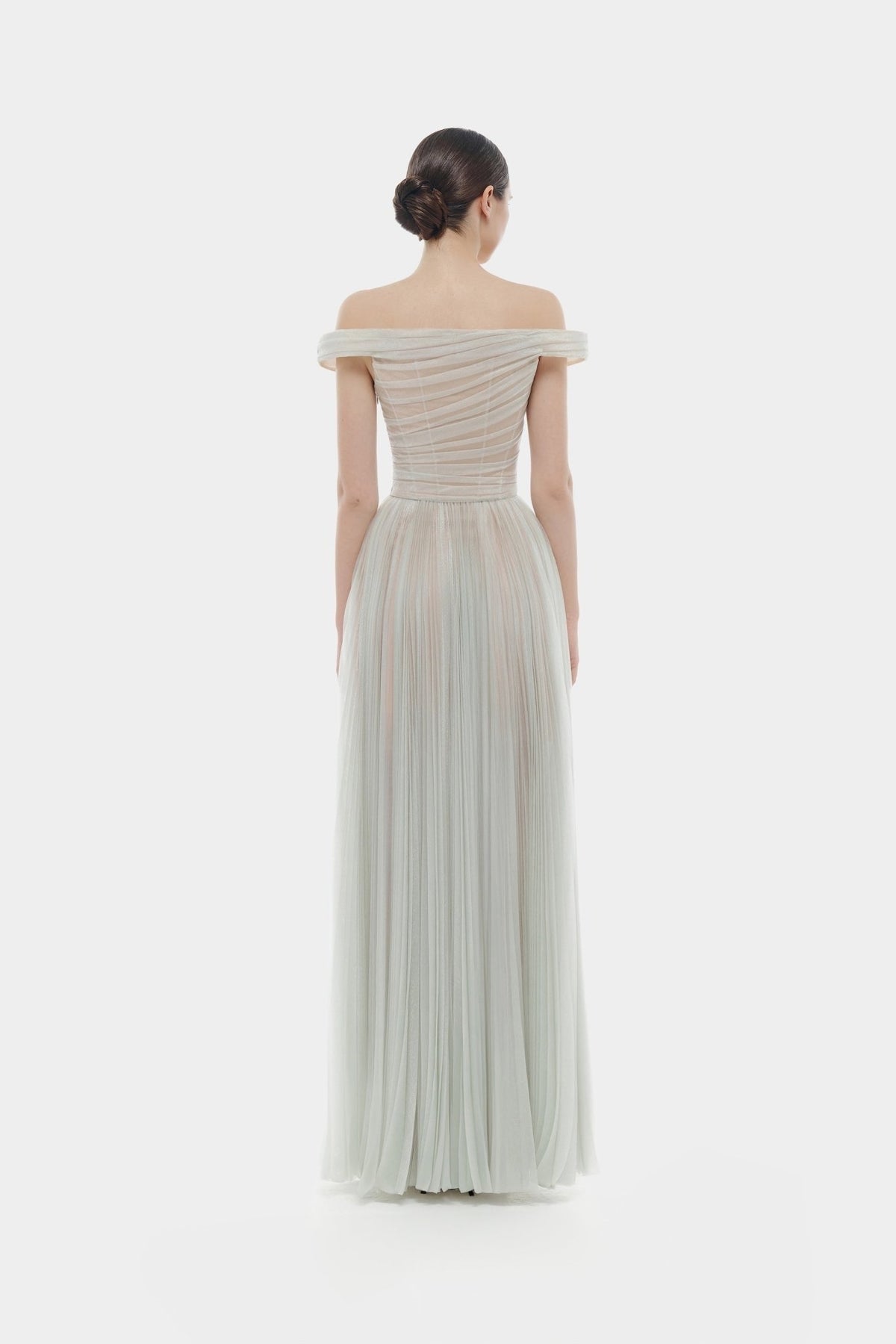 MONTSAND Green Blue Purple Violet Off-shoulder Maxi Dress