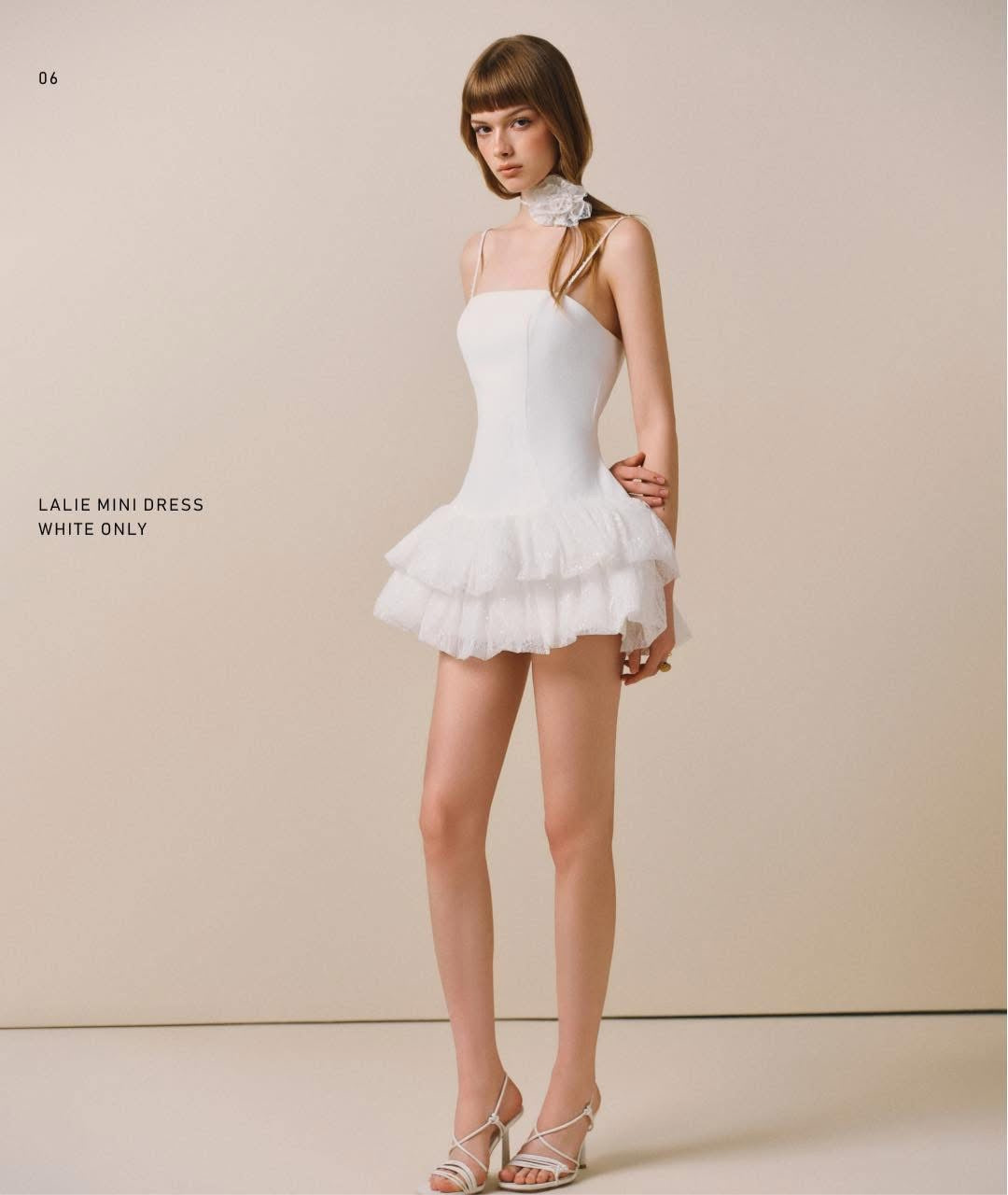 CICI WHITE LALIE Mini Dress with Cape