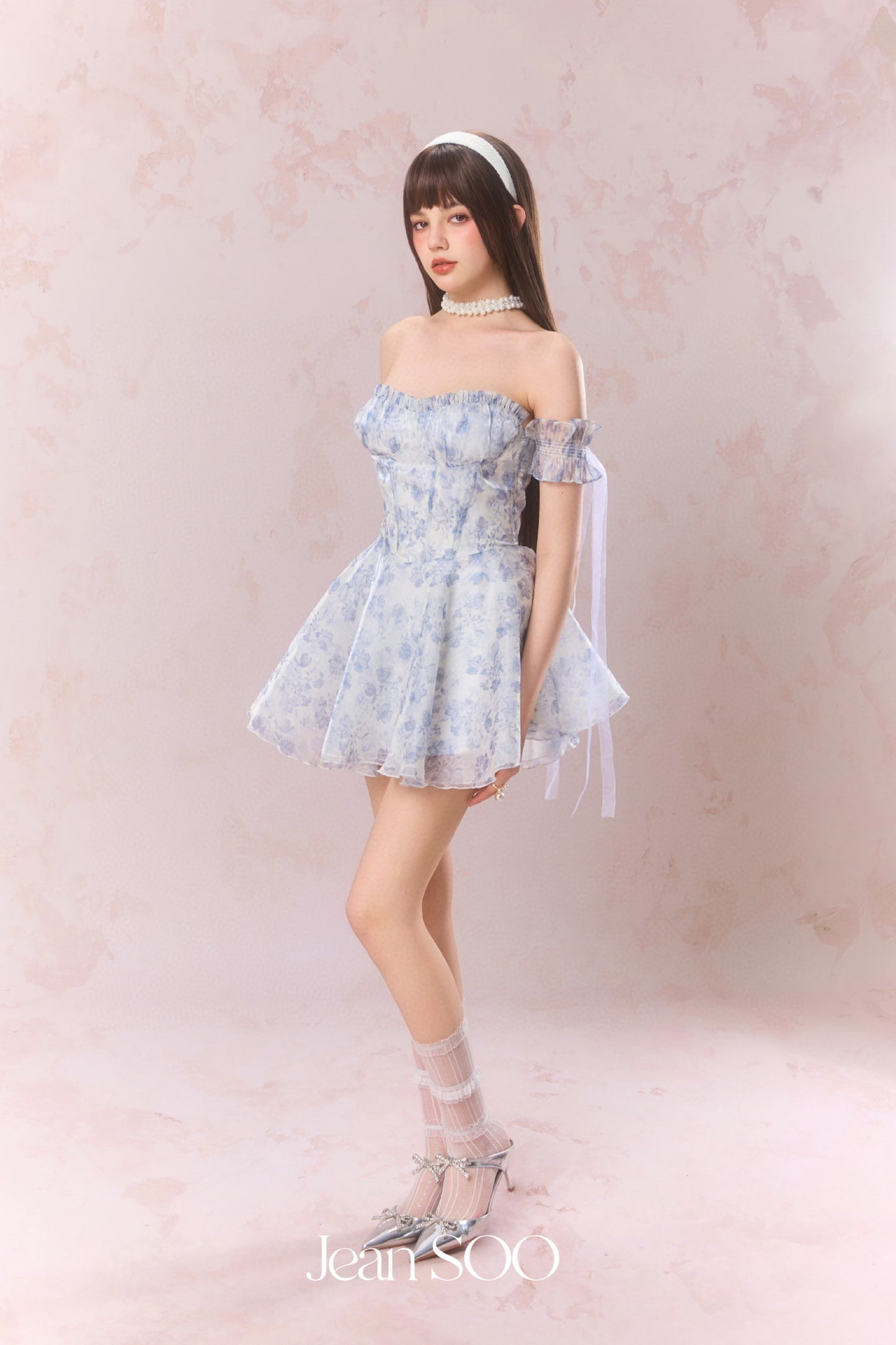 JEAN SOO Blue Iris One Shoulder Bohemian Sheath Dress