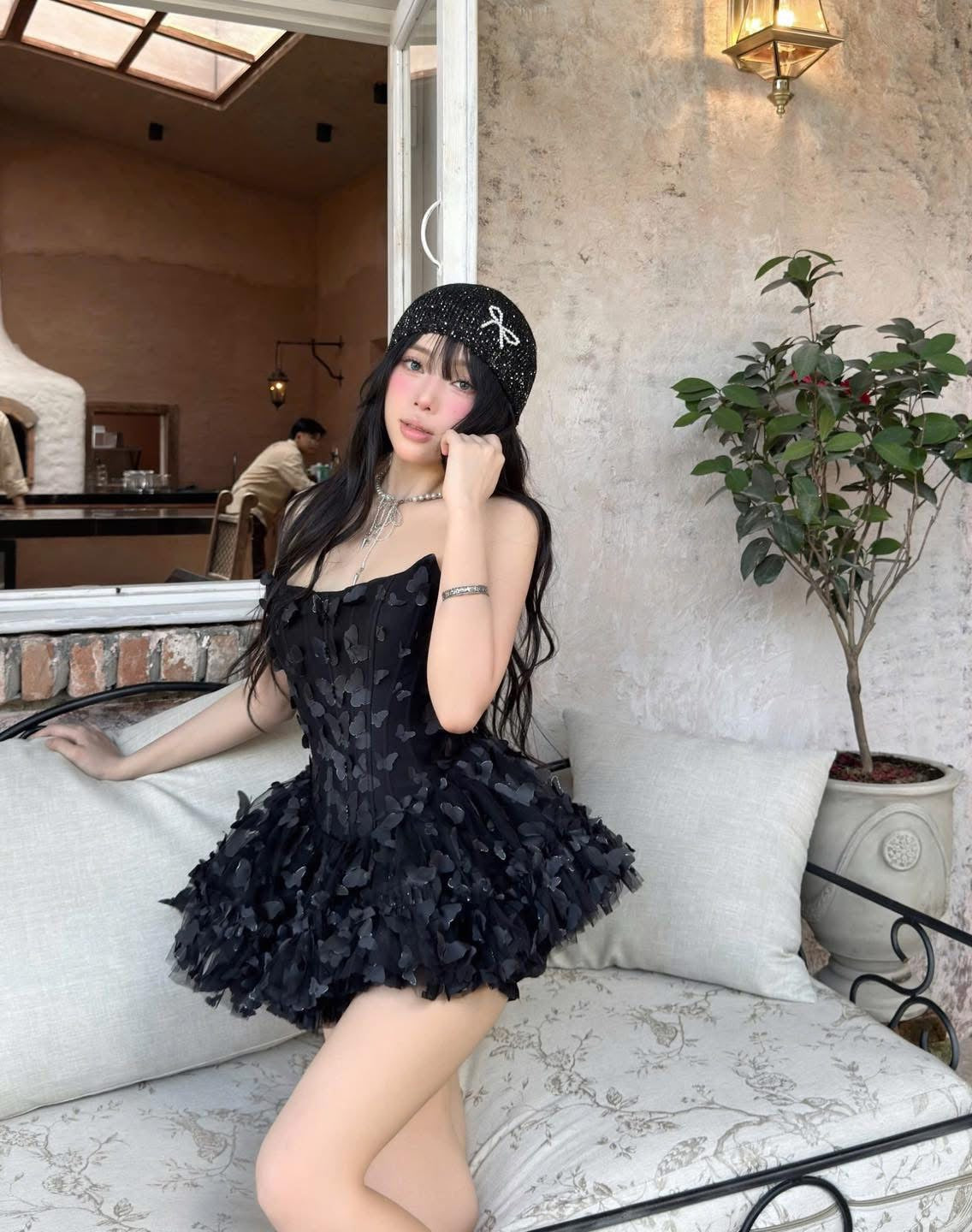 LANE CI Pink & Black Mini dress