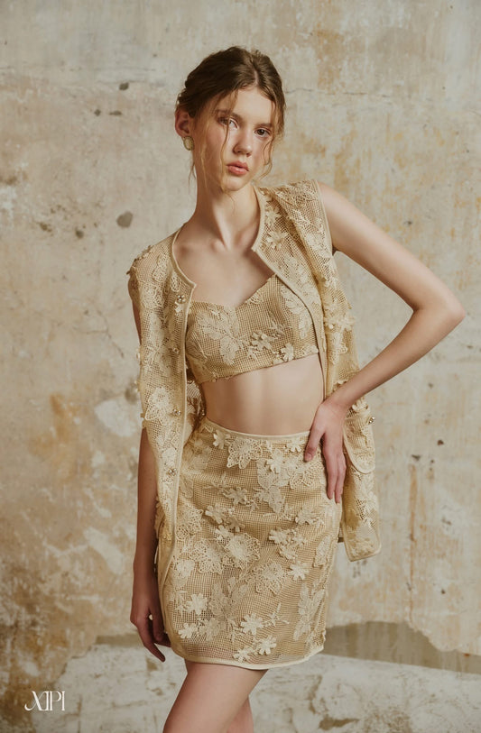 Xipi Gold Tiffany Top& Skirt& Jacket