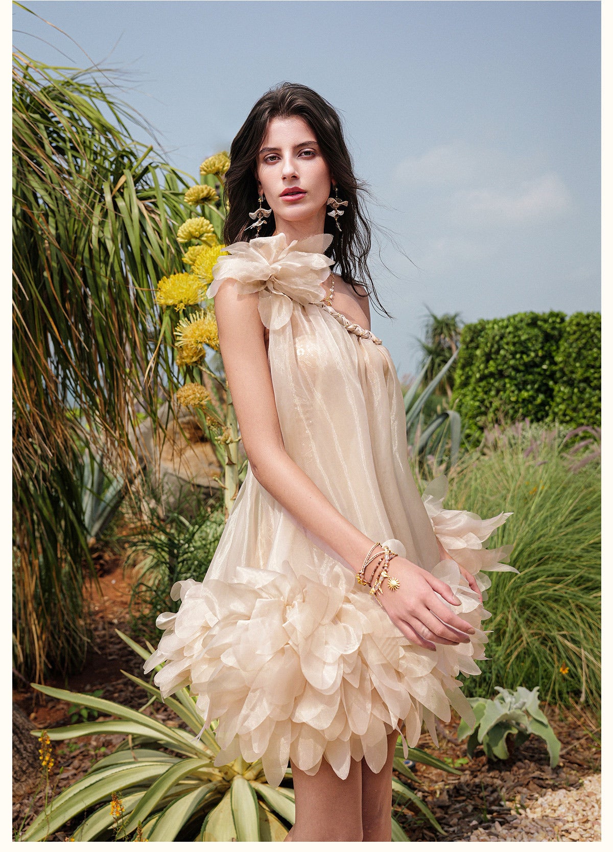 Sheerluck Elegant Vacation White Lido Atmospheric Off-the-Shoulder Sequinned Backless Mini Dress