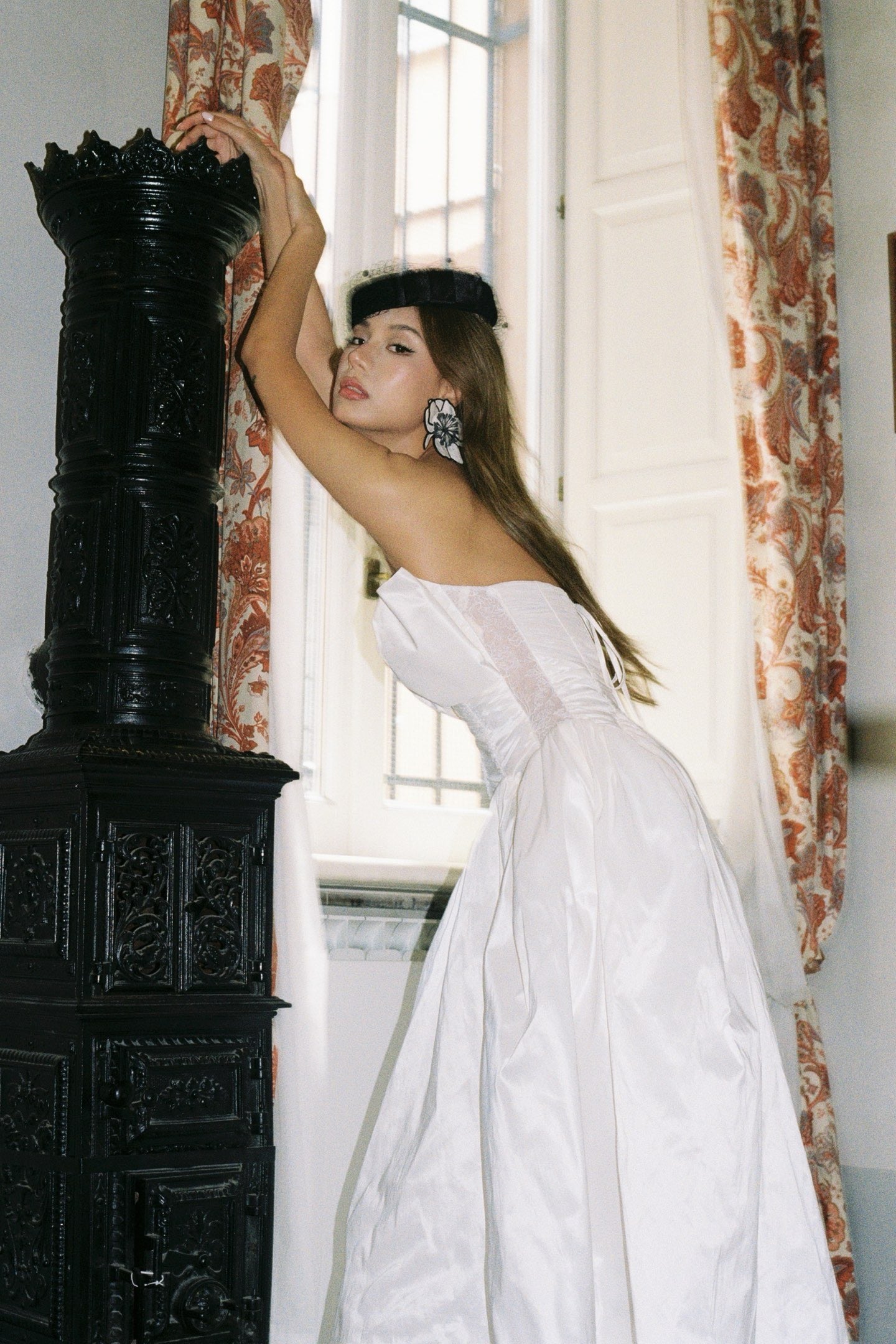 MINPURA Roman Bow Satin Midi Dress