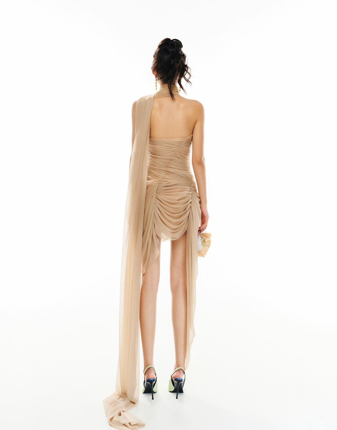 MUSTHAVE Nude Draped Shawl Mini Dress