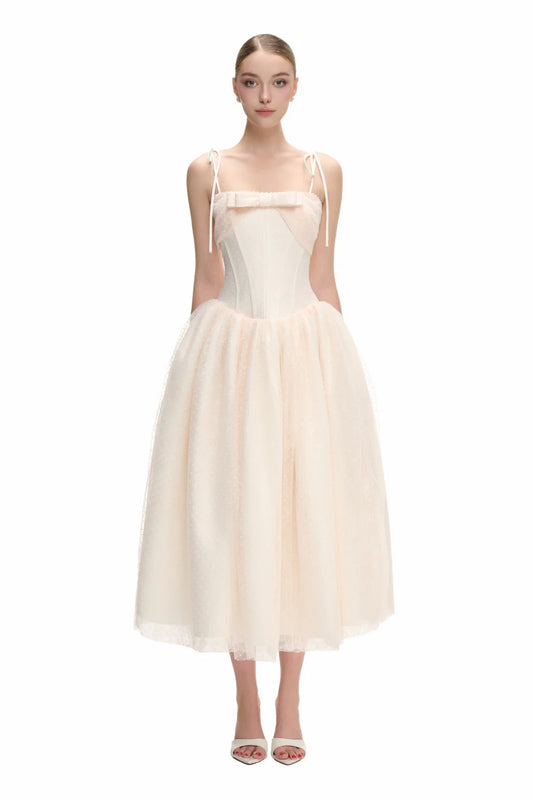 JUBIN White Midi Dress