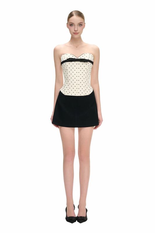 JUBIN White Kelbie Top Black Nayvie Skirt