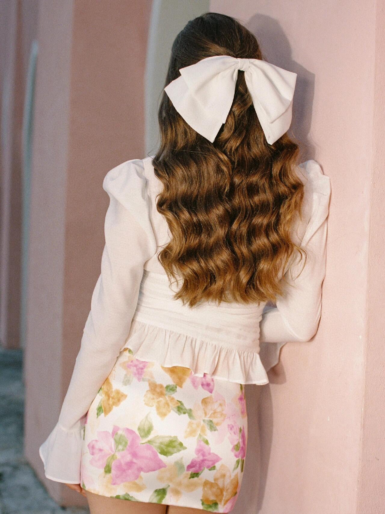 NanaJacqueline white | blue | pink diamond blouse ➕ floral | white skirt