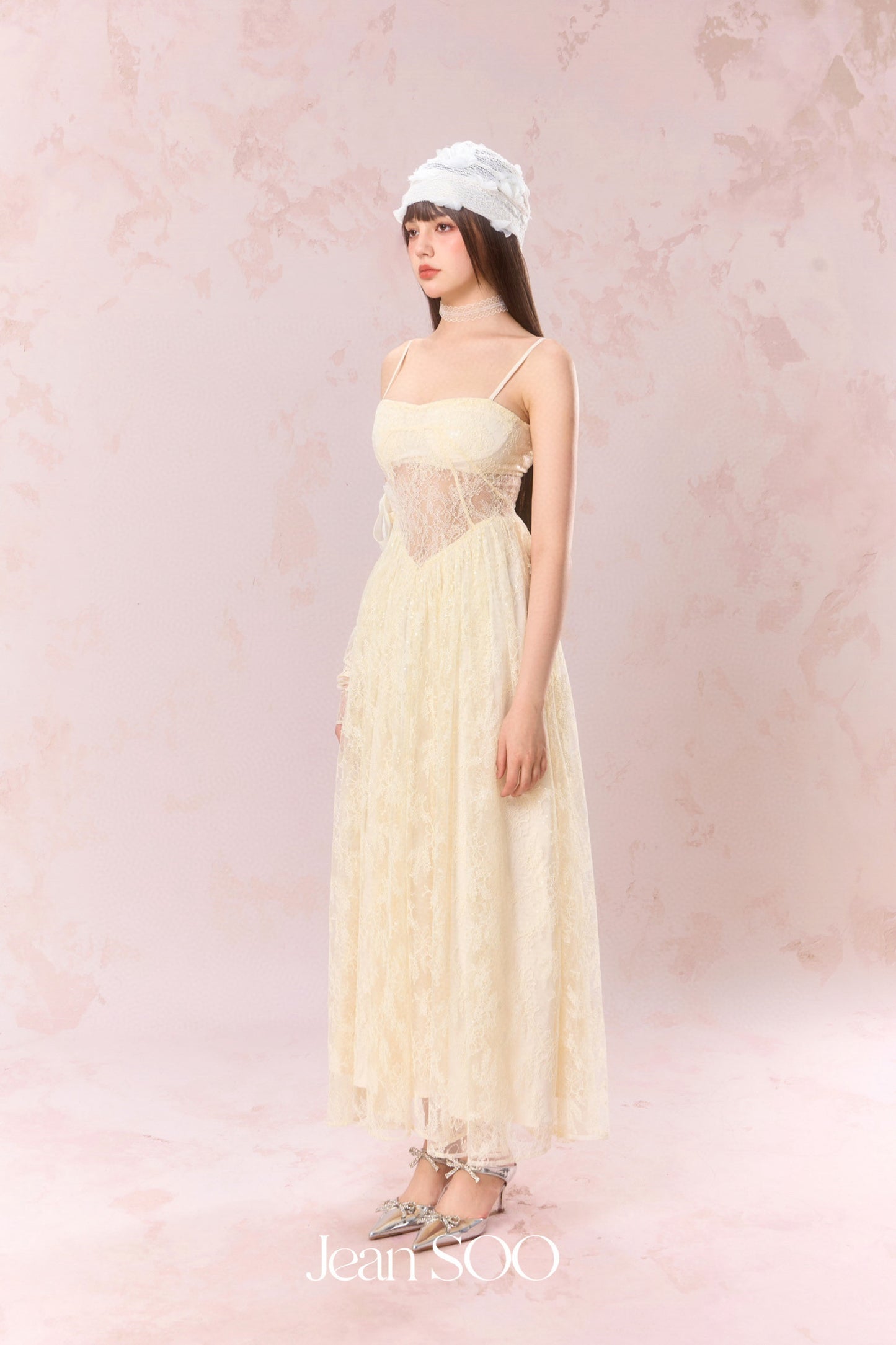 JEAN SOO Yellow Lace Maxi Dress