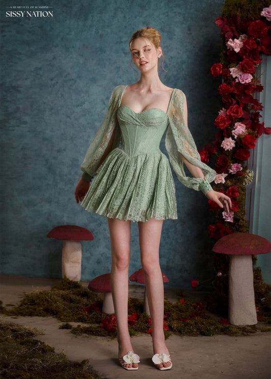 SISSY NATION Green Tinkerbell Corset Mini Dress