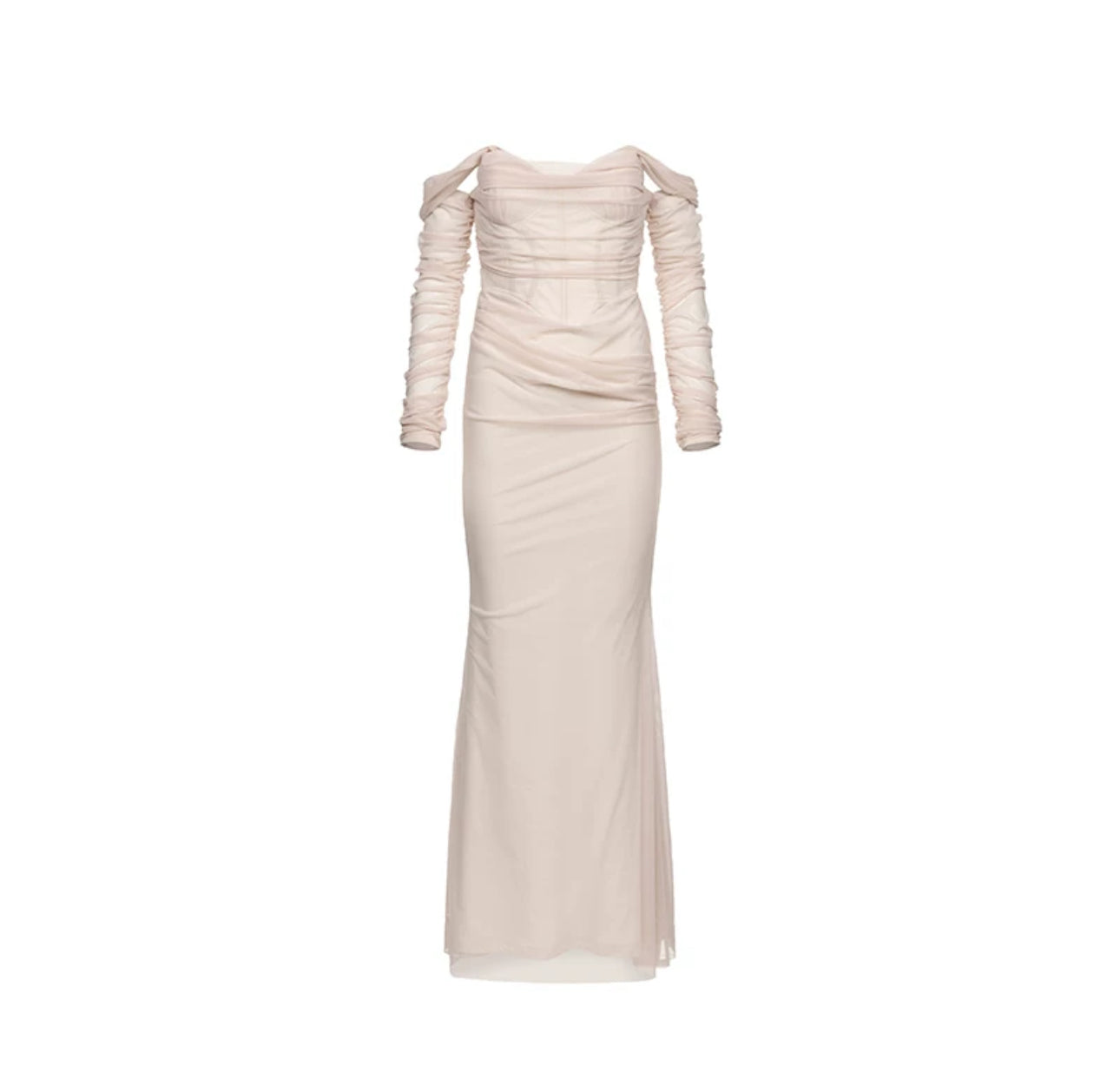 SHEERLUCK Nude & Black Fishtail maxi dress