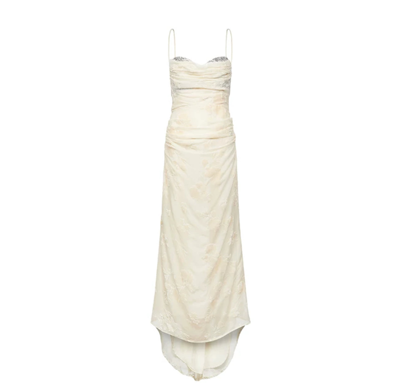 SHEERLUCK Flocked Nude Pomegranate Maxi Dress