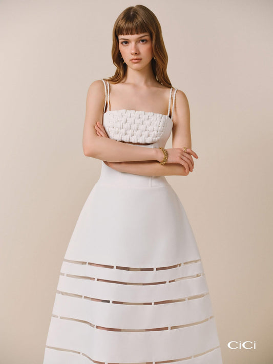 CICI WHITE PANEY Midi Dress