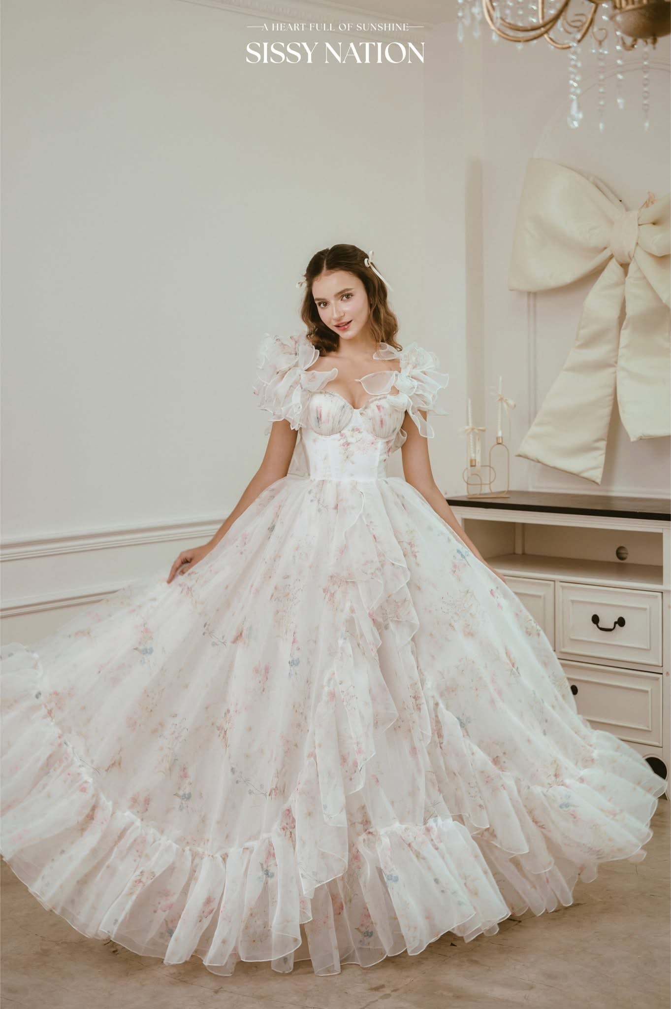 Sissy Nation White Peony D Maxi Dress