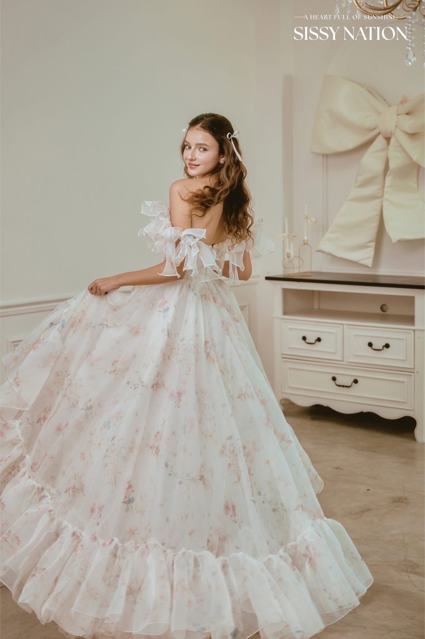 Sissy Nation White Peony D Maxi Dress