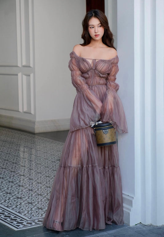 LINH PHUNG Purple Aquarelle Maxi Dress