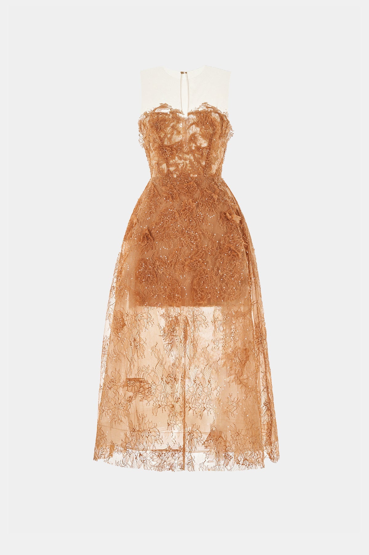 MONTSAND Green Beaded Lace Midi Dress
