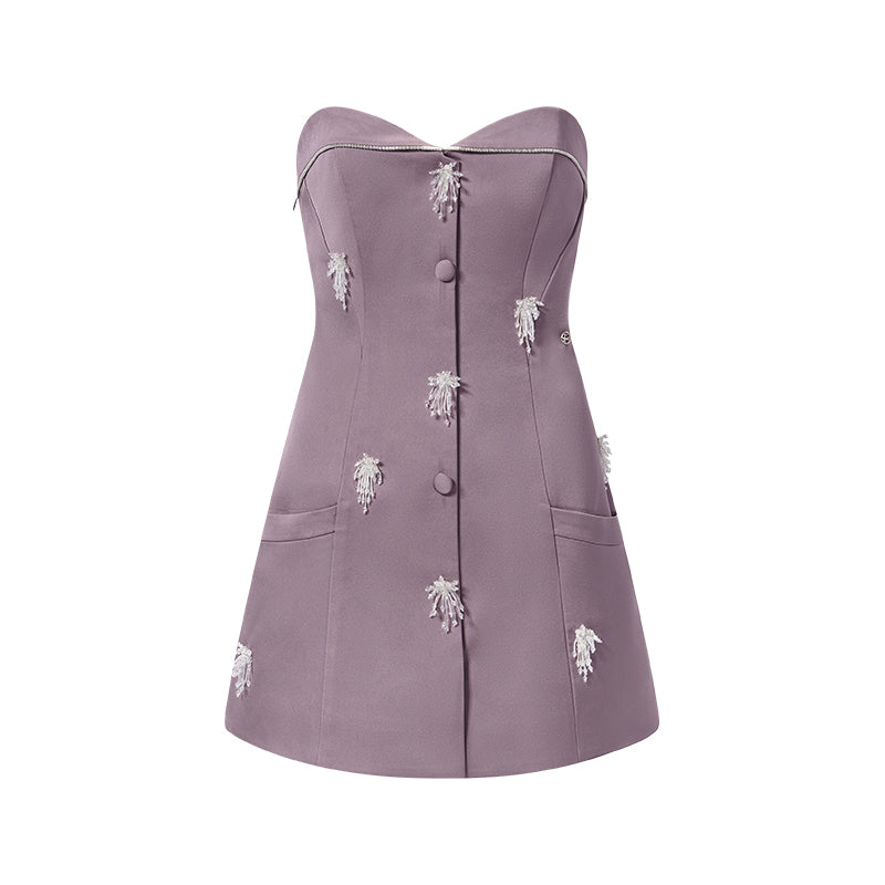 SheerLuck White & Purple & Pink Mini Dress