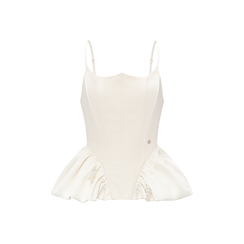 SHEERLUCK White Zali Satin Set Satin Top& Skirt