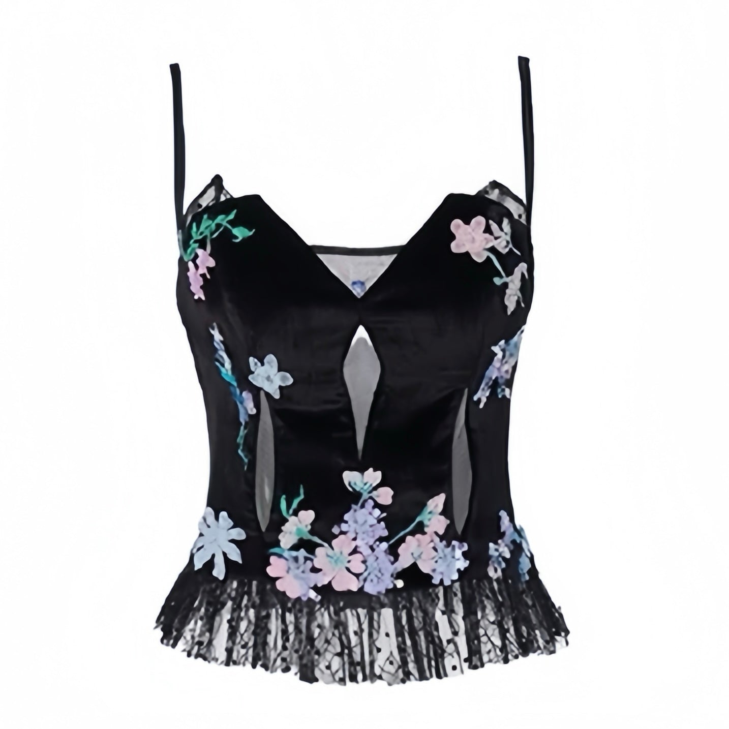 Chengchengling Black Lace Top and Mini skirt