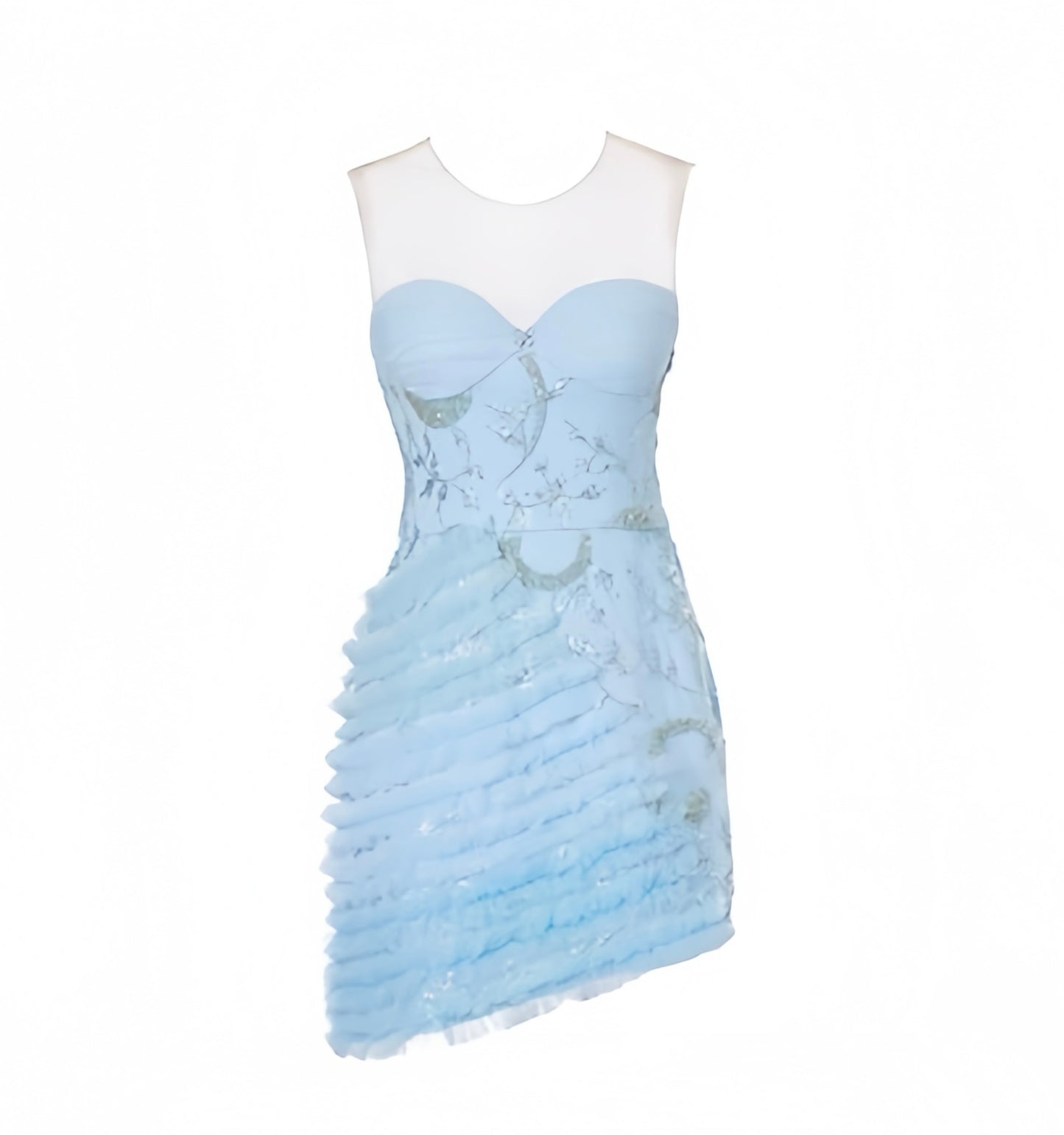 Chengchengling Blue Lace Mini Dress