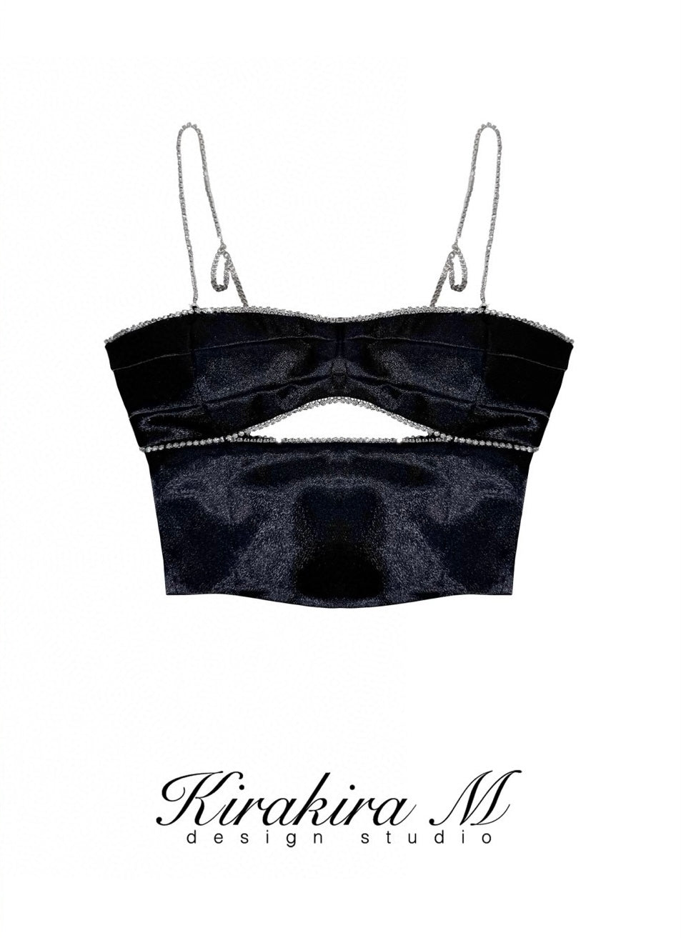 Kirakira M Black Rhinestone Hollow Out Top &Tulle Skirt
