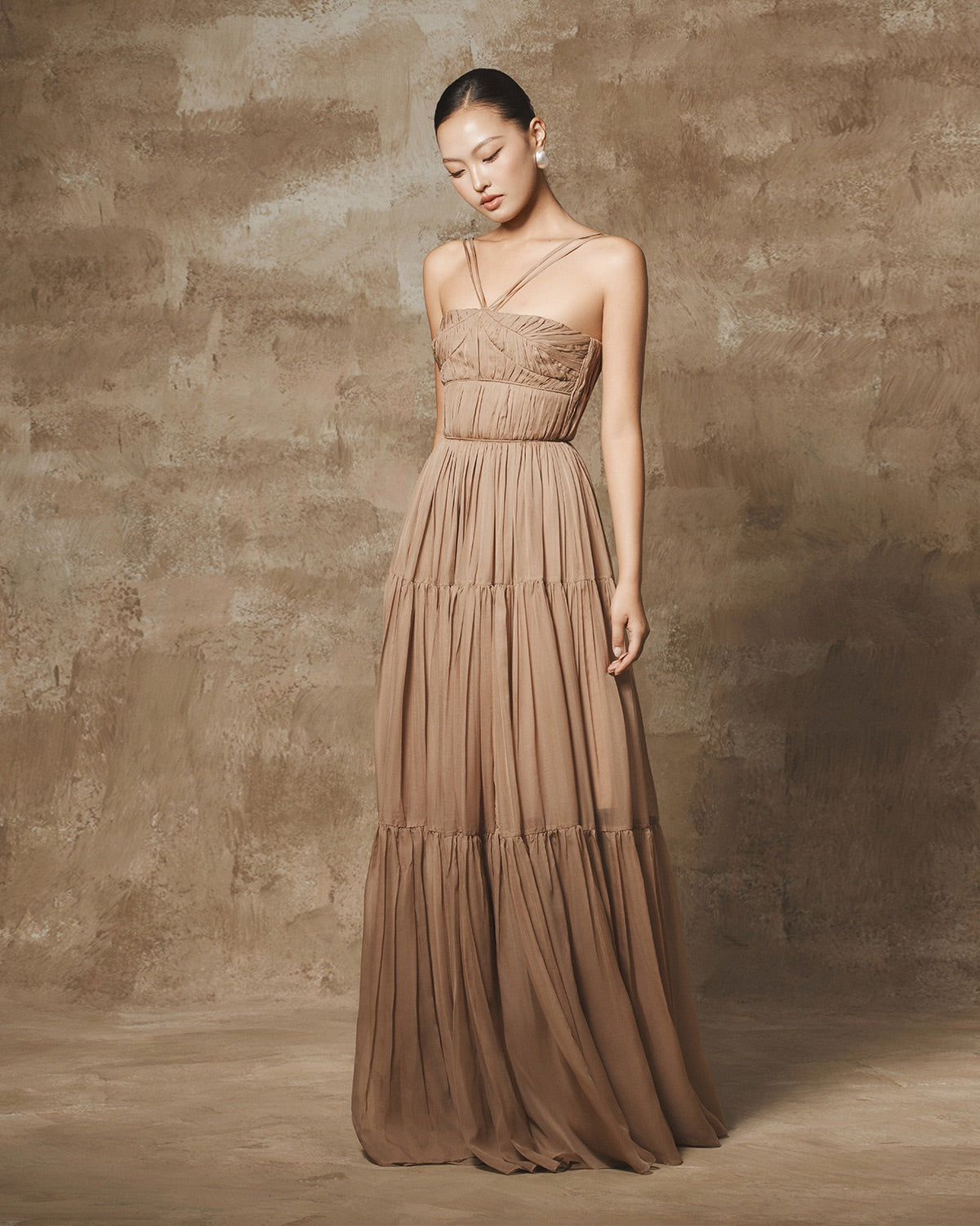BYDI Fairycore Elegant Vacation Brown  Olia Maxi Dress